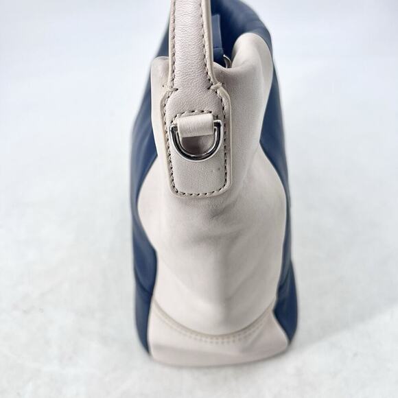 Coach Navy Blue / Ivory Leather Legacy Weekend Hobo Shoulder Bag Purse - Picture 7 of 14